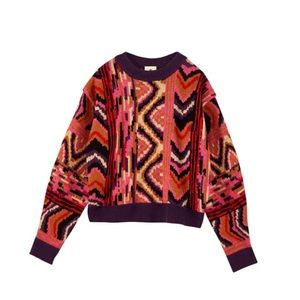 NWT FARM Rio Red stripes patches sweater size XS S M